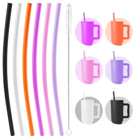 Reusable Replacement Straws Compatible with Simple Modern Tumblers-40 Oz Tumbler Straw Replacement-Classic Collection Assortment-6 Pack Multicolor Straws, 1 Cleaning Brush