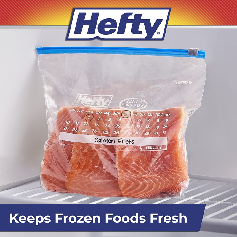 Hefty Calendar Slider Gallon Freezer Bags, 1 Gallon Size Slider