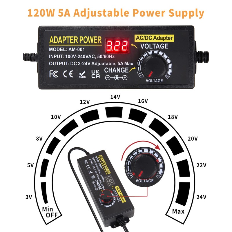 3V~24V 120W 5A Adjustable DC Power Supply AOYADAISU Universal Power
