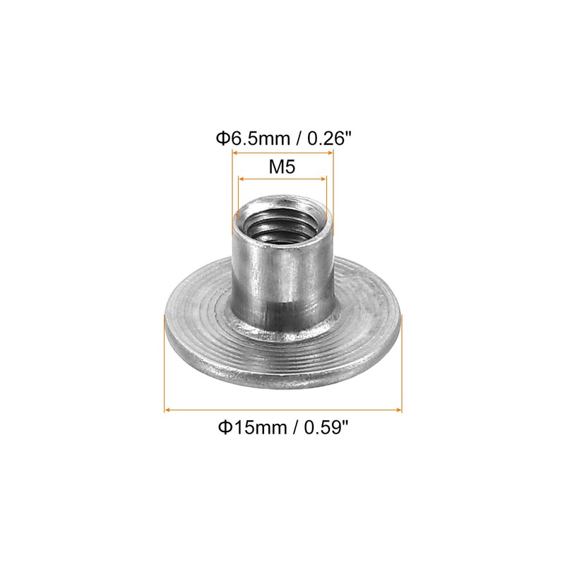 sourcing map M5 T-nuts, 50pcs Carbon Steel Tee Nut Round