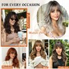 Cisyia Brown Blonde Highlight Wig with Bangs for Women, 4x4