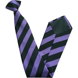 Great British Tie Club Men's Adult Block Stripe Clip On Neck Ties (Black & Lilac)
