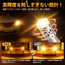 Perrace S25 High Flare Prevention Enhanced Version, 150° LED Blinker, Built-in Resistor, No After-Installation, Compatible with Car Inspections, 360° Emitting, Amber, 1200 lm, Stealth, No Polarity