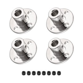 DMiotech 4 Pack 5mm Inner Dia H12*D10 Flange Coupling Connector Rigid Guide Shaft Support Coupler Shaft Coupling with Screws for DIY RC Model Motors Silver