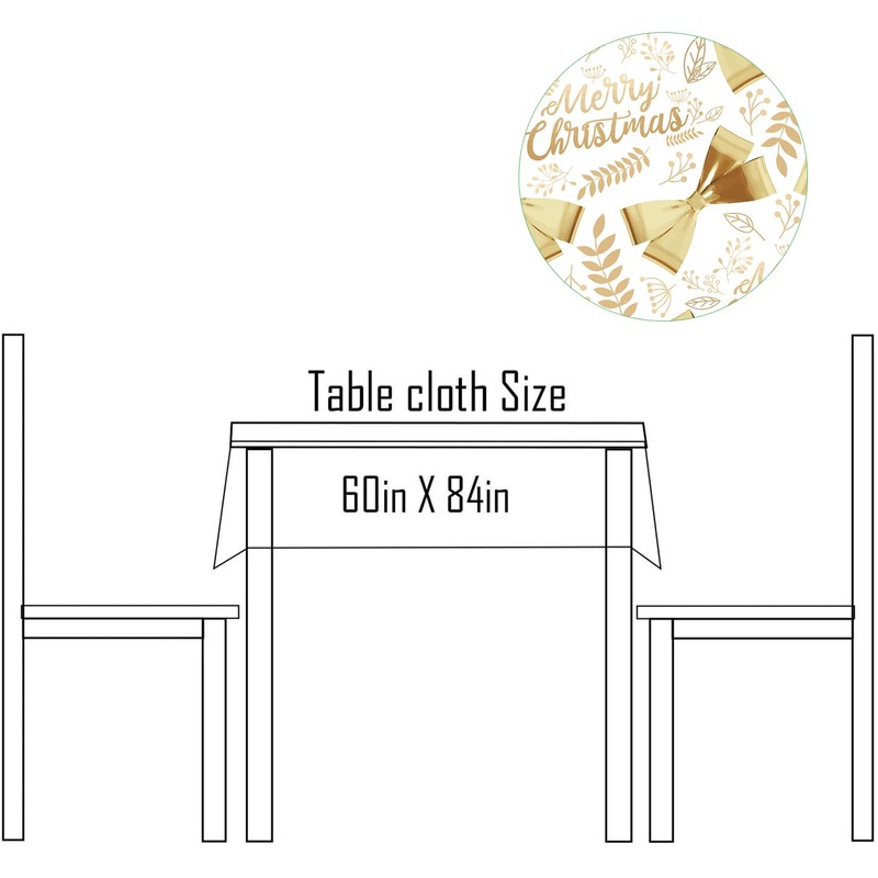 WedDecor Christmas Table Cloth Rectangle Polyester Tablecloth with Merry Christmas