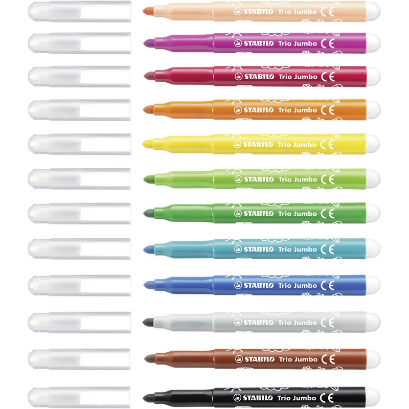STABILO Trio Jumbo Felt-Tip Pen, 12 + 8-color Set, Water