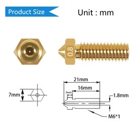 Aokin 3D Printer Brass Nozzle for Volcano Nozzle, 8 Pcs 0.8mm Brass Nozzles for Anycubic Vyper, Kobra Max, Kobra Plus, 1.75mm Filament 3D Printer
