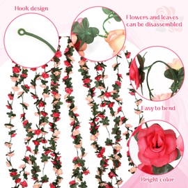 PTRBTY&HISDE 4 Pcs 32.8 FT Flower Garland,Rose Garland,Pink Flower Garland,Flower Garland Decorations,Flower Vines for Decoration, Wedding, Garden, Wall Decoration,Backdrop,Bedroom,Birthday Party