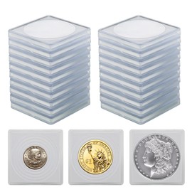 Coin Snap Holders, 20 Pcs Silver Dollar Coin Holders, Clear Coin Capsules Cases for Collectors with 5 Sizes White Gasket 20/25/30/35/40mm, Plastic Storage Organizer Box for Coin Collection Supplies