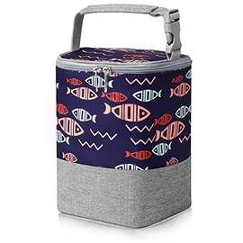 Accmor Baby Bottle Cooler Tote Bags, Insulated Breastmilk Cooler Bag, Baby Bottle Warmer Cooler Bag, Fits up to 4 Large 8 Oz Bottles, Baby Bottle Bag for Nursing Mom Daycare Travel,Fish Pattern