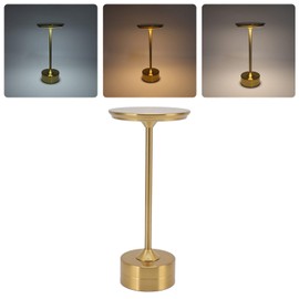 VBESTLIFE Cordless Table Lamp Rechargeable, USB Lamp Desktop Portable with Circular Acrylic Shade, 3 Brightness Levels LED Metal Bedside Lamp,2000mAh Battery, Light White Warm Ordinary (Gold)