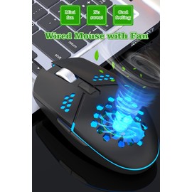 NORMIA RITA Newly Wired Gaming Mouse with Fan, Cooling Fan Honeycomb PC Mouse RGB Led Gaming Mouse for Laptop, Silent Click & 4 DPI Levels - No Sweaty Palm