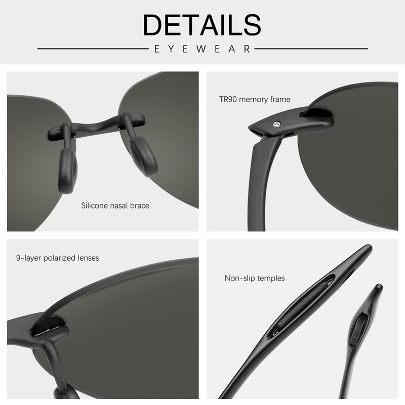 YIMI Mens Sunglasses Polarized Frameless z87 Safety Sun Glasses For