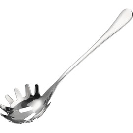 Stainless Steel Pasta Spoon, Spaghetti Spoon Server, Spaghetti Fork with Ergonomic Handle, Noodle Spoon Utensil for Kitchen (Silver)