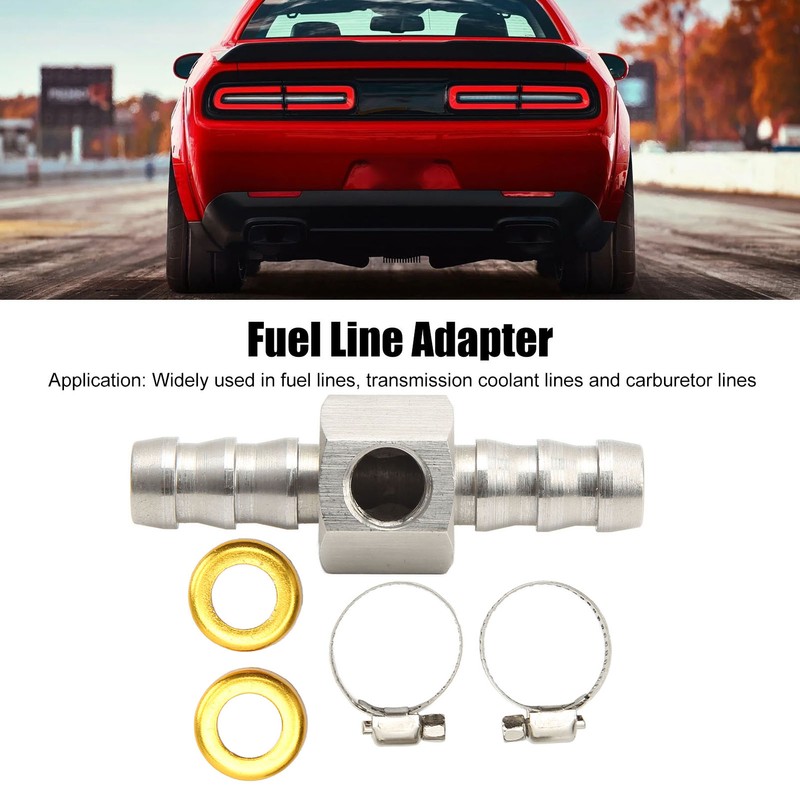 Fuel Line T Fitting Adapter 304 Stainless Steel Pressure Gauge