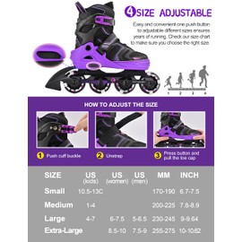 Kuxuan Skates Adjustable Inline Skates for Women Men, Kids Roller Skates Ages 4-12 with Light Up Wheels, Teen Skates for Beginner Girl Boy