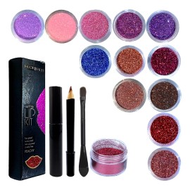 A4f Solutions Glitter Lips Polvo De Labios Con Lápiz Delineador 24 Piezas