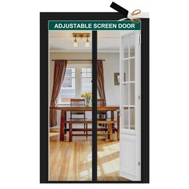 HADOR Adjustable Magnetic Screen Door Fit Door Size Width 34" - 38" Height 96" - 98", DIY Widen Heavy Duty Door Net Screen Mesh with Strong Magnet for Front Back, Black