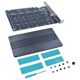 LetLinkSo M.2 PCIe Adapter x16 Gen4 for 4 Ports M2 SSDs, PCIe M.2 Expansion Card for 4 M.2 2280 2260 2242 2230 NVMe SSDs M Key with Advanced Cooling Heat Sink