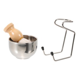 Ipetboom 1set Men Shaving Brush Kit Foaming Bowl Bracket and Brush for Comfortable Grooming and Facial Hair Care Ergonomic Design for Home Use