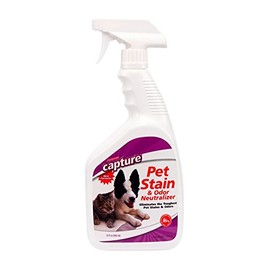 Capture Pet Stain & Odor Neutralizer - Pet Stain Remover for Carpet, Wood, Leather, Rug, Bed, Couch, Car, Upholstery, Clothes, Curtains, Wall, Floor, Concrete - 32oz Portable Spray Bottle
