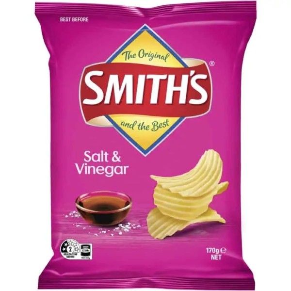 Smiths Bulk Smiths Crinkle Cut Salt & Vinegar 170g ($4.80 each x 12 units)