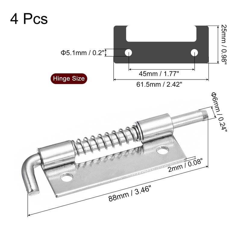 sourcing map Spring Loaded Latch Pin, 4Pcs 3.46" - 304