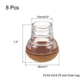 sourcing map 8pcs Chair Leg Floor Protectors with Felt Pads Chair Furniture Leg Caps Protectors for Hardwood Floors Fit for 0.6-0.75 Inch Chair Leg, No Scratches and Reduce Noise, Transparent