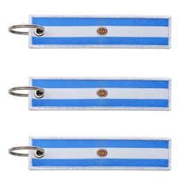 LLBFHH 3 Pcs Argentina Argentinian Country Flag Keychain,Woven label Key Chains for Car Keys,Fabric Key Chains Men and Women,Used for Various Decorations., Argentina