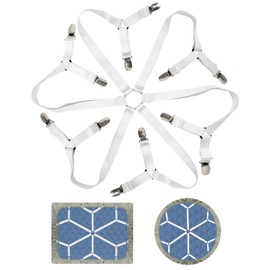 EULAPGOE Adjustable Bed Sheet Holder, Bed Sheet Holder Clip, Bed Sheet Tensioner, 3-Way 6-Sided Clips, Sheet Tensioner with 12 Metal Clips, for Bed Sheet, Mattress, or Sofa (White)