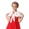 Flower Girls Faux Fur Bolero Long Sleeve Princess Shrug Fashion Kids Cape Bridesmaid Shawl Wrap Bow Tippet Shoulder Cover Up for Wedding Party Dress Accessories White