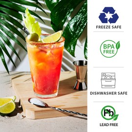 RÉΑLWÁY Pint Glasses Set of 6-16 oz Beer Glasses Drinking Glasses Set - Highball Water Glasses Cups Bar Glasses - Clear Glass Cups Tumblers for Beer,Cocktail,Caesar,Coffee,Margarita,Juice