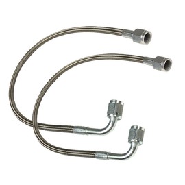 2pcs -3 AN 12" Stainless Braided TFE Brake Line Straight x 90° -3 Brake Hose