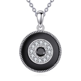 YFN Evil Eye Pendant Necklace for Women 925 Sterling Silver Greek Protection Jewelry with Blue Sapphire and Black Cz Amulet Gift (Black Tourmaline Evil Eye Necklace)