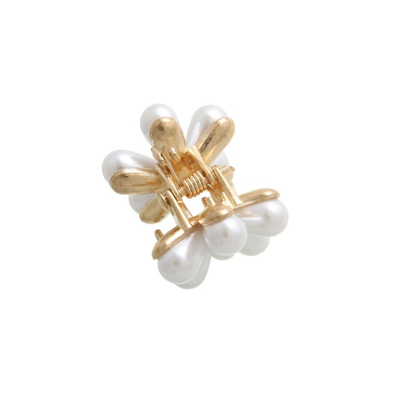 VingTAINE H7665 Hair Clip, Flower, Pearl, Hair Claw, Mini, Small,