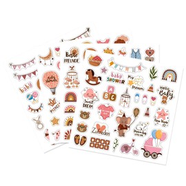 Pack of 4 Baby Photo Album Stickers, Baby Photo Album, Stickers for Photo Album, Baby Stickers, Sticker Set for Baby with 110+ Designs on 4 Sheets