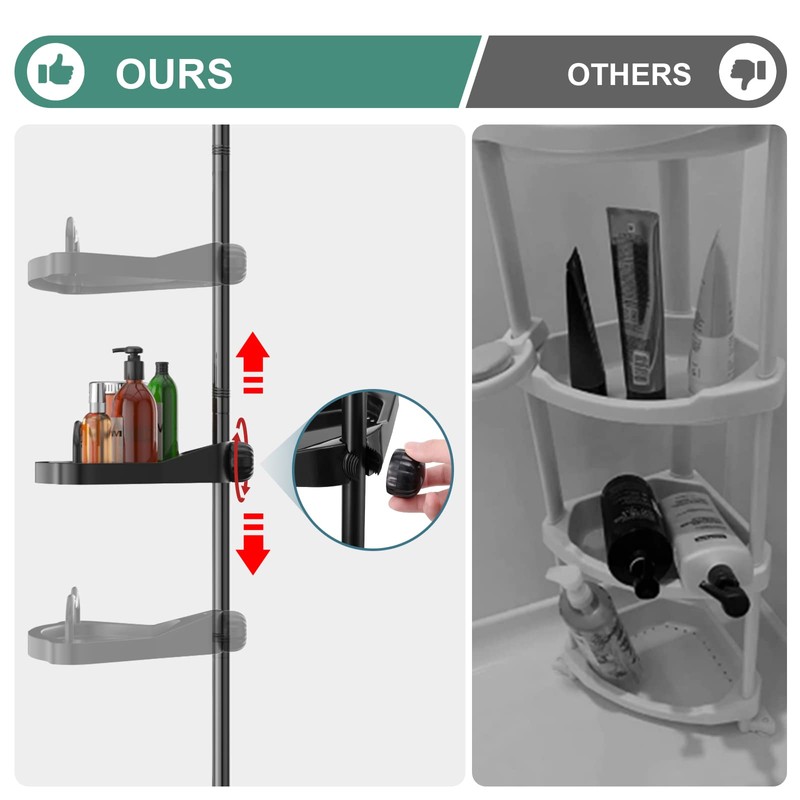 COCONUT Shower Caddy Tension Pole, 54-114 Inch Rustproof Corner Shower