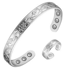 Jecanori Copper Bracelet & Ring for Women, Lymphatic Drainage Magnetic Bracelets and Lymph Detox Ring with 3500 Gauss Magnets, 99.99% Pure Copper Healing Bracelets