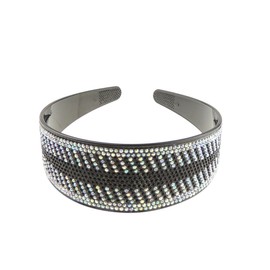 Extra Sparkly Wide Large Womens Diamante Rhinestone Black Crystal Wedding Formal Occasion Christmas Birthday Pageant Bridal Party Alice Band Headwear Hairband Headband (Black Silver AB, One Size)