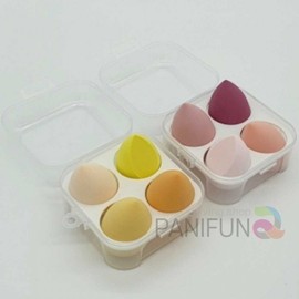 Orange Egg Puff 4-Piece Makeup Puff Set with Case for Foundation Waterdrop Puff 2ea