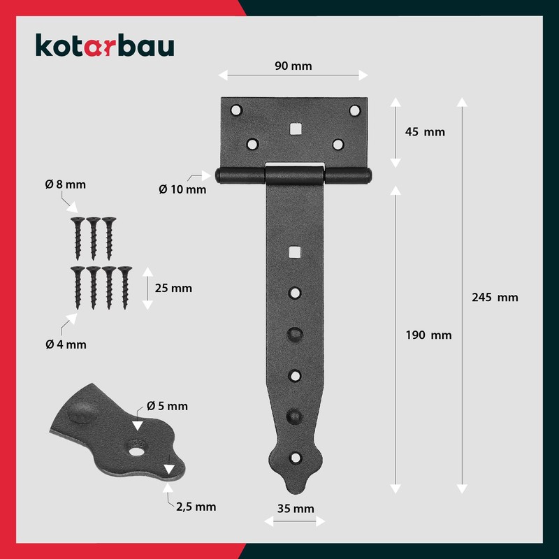 KOTARBAU Cross Hinges, 100-400 mm, Shutter Hinges, Gate Hinges, Door