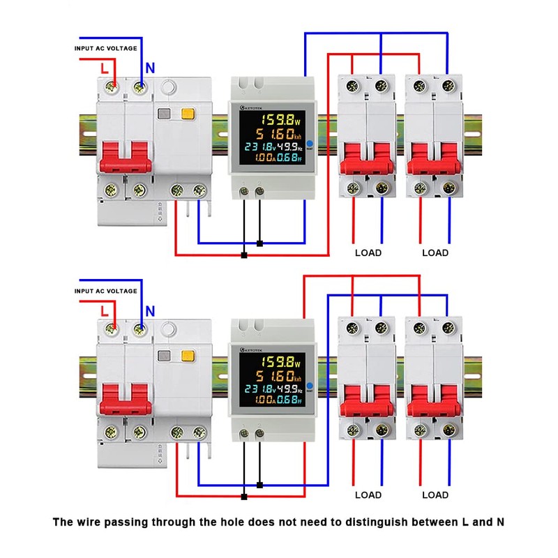 KETOTEK Energy Meter Single Phase AC40-300V 100A, Din Rail KWH