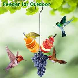 OOWDN Oriole Feeder for Outdoors, Hanging Orange Bird Feeder with Hook, Black Metal Fruit Holder for Garden Patio Outside