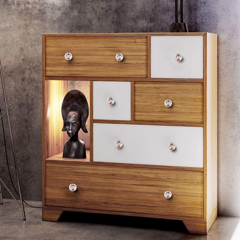 [12 PCS] Rose Gold Base Crystal Clear Glass Cabinet Drawer