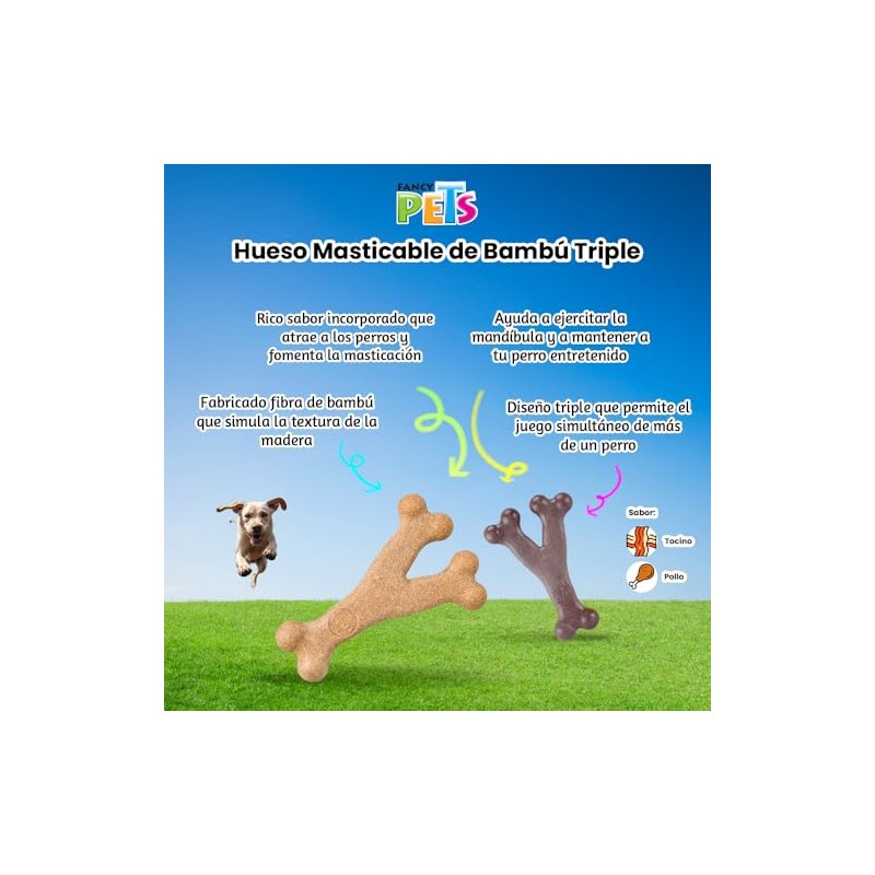 Fancy Pets Hueso Masticable GDE de Bambú Triple para Perro