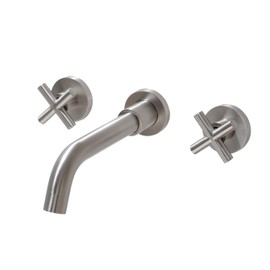 SITGES Brushed Nickel Bathroom Faucet, Double Handle Wall Mount Bathroom Sink Faucet and Rough in Valve Included (Brushed Nickel)