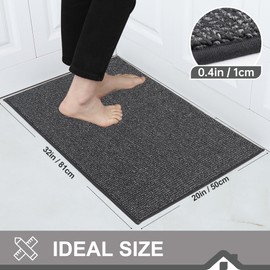 BEQHAUSE Kitchen Rugs 20"x32", Non-Slip Kitchen Mats for Floor, Super Absorbent and Stain Resistant Kitchen Rugs, Machine Washable Rugs for Kitchen, Hallway, Laundry & Sink, Charcoal