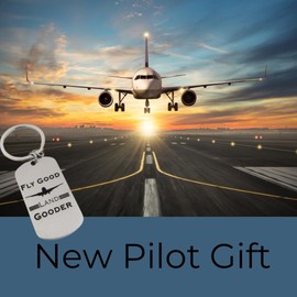 Marble Bear Fly Good Land Gooder, Pilot Keychain, Pilot Gifts for Pilots, Flight Attendant Gifts for Pilots in Training, Fly Good Land Gooder Key Chain, Aviation Gifts for Men, Airplane Keychain Gift