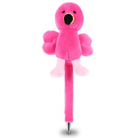 DolliBu Flamingo Plush Pen – Cute & Soft Bird Stuffed Animal Ballpoint Novelty Pen Toy, Unique Writing Pen Instrument For Cool Stationery School & Office Desk Decor Accessories for Kids & Adults
