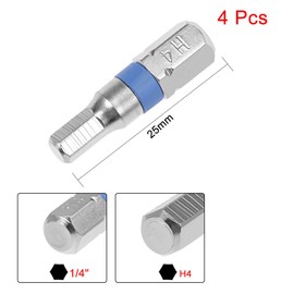 uxcell 4pcs 25mm Long 1/4" Hex Shank H4 Hex High Quantity Screwdriver Bits S2 High Alloy Steel